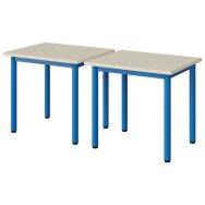 Lot de 2 tables maternelle Atlas plateau stratifié beige chant ABS 60x50 T2 bleu