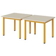 Lot de 2 tables maternelle Atlas plateau stratifié beige cht ABS 60x60 T1 jaune
