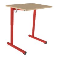 Lot de 2 tables réglables Nila II chants surmoulés 70x50 hêtre miel 3000 rouge