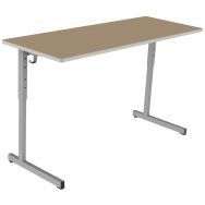 Lot de 2 tables réglables Rubi chants surmoulés 130x50 hêtre miel 9006 gris
