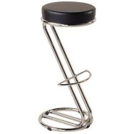 Lot de 2 tabourets sans dossier - Haut 80 cm Simili noir piet argent