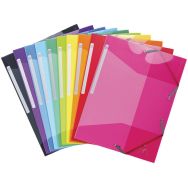 Lot de 30 chem. 3 rab. à élastiq. PP 5/10e IDERAMA PP A4 col. assort.