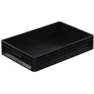 Lot de 3 Bac euro-norme noir en polypropylène recyclé - 600x400x120mm