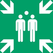 Lot de 3 Panneau pictogramme lieu de rassemblement 150x150 mm