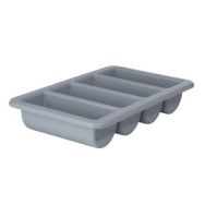 Lot de 3 Plateau a couverts gris 4 cases- 530x325xH100 mm