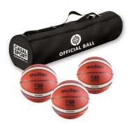 Lot de 3 ballons de basket Molten BG3800 FFBB - FIBA T.6 + sac de rangement