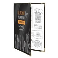Lot de 3 protège menus en plastique et métal A4