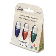Lot de 3 recharges de 20 ml flacons d'encre tampons