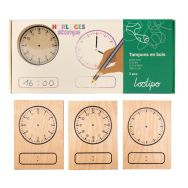 Lot de 3 tampons en bois horloge 7 x 5 cm