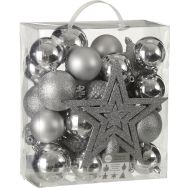 Lot de 40 Boule de décoration de noël incassable argent
