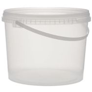 Lot de 42 Seau plastique transparent rond avec couvercle - 10L