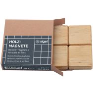 Lot de 4 Aimants en bois carrés - 33mm - 4 pce - Nature - Sigel