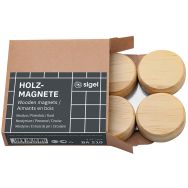 Lot de 4 Aimants en bois ronds - 33mm - 4 pce - Nature - Sigel