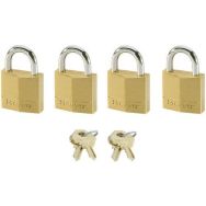 Lot de 4 Cadenas à clés en laiton massif - Largeur 20 mm