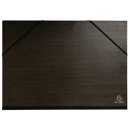 Lot de 4 Carton à dessin kraft noir vernis avec élastiques et 3 rabats