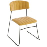 Lot de 4 Chaise empilable MUNDO jaune velours
