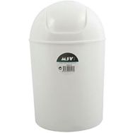 Lot de 4 poubelles plastique ronde à bascule pour SDB 7 L blanc