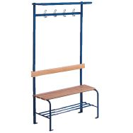Lot de 4 bancs vestiaire lattes bois 4 à 8 patères 1 ou 2 m avec porte-sacs