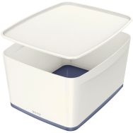 Lot de 4 boites MyBox Medium avec couvercle Blanc / Gris