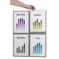 Lot de 4 cadres information muraux A4 gris