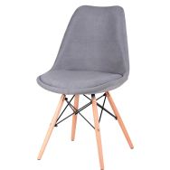 Lot de 4 chaises Lindy pied bois naturel tissu Gris clair