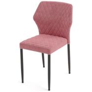 Lot de 4 chaises Louis empilables, Rose, revêtement en velours