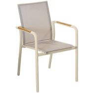Lot de 4 fauteuils AROHA TPEP/alu teck - crème