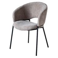 Lot de 4 fauteuils GINO assise/dossier tissu venus gris/métal noir
