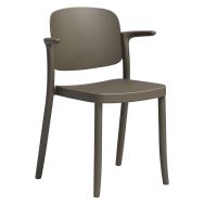 Lot de 4 fauteuils PIAZZA 2 monobloc polypropylène 100% recyclé - gris chaud