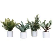 Lot de 4 pots cylindrique blanc 4 plantes