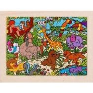 Lot de 4 puzzles 'Les explorations' de 48 pièces en bois.