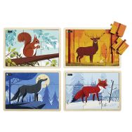 Lot de 4 puzzles bois - animaux de la forêt