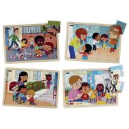 Lot de 4 puzzles bois je prends soin des autres