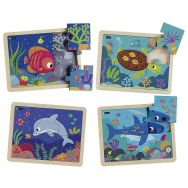 Lot de 4 puzzles bois les animaux de la mer