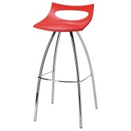 Lot de 4 tabourets Diablito hauteur 65 cm rouge/chromé
