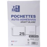 Lot de 500 Pochettes 162x229 90g kraft blanc auto adhésives