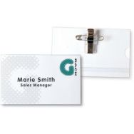 Lot de 50 Porte-nom à pince combi - 40 x 75 mm - transparent X50