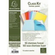 Lot de 50 chemises dossier 170g + 100 sous chemises 60g couleurs pastel assorties