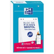 Lot de 5 Bloc bristol Oxford 125x200 60 fiches perforees Q5/5/5 blanc