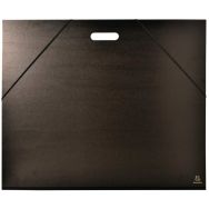 Lot de 5 Carton à dessin kraft noir vernis avec élastiques et poignée