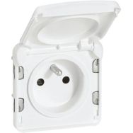 Lot de 5 Prise de courant avec éclips de protection blanc