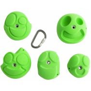 Lot de 5 Prises d'escalade - Entre Prises - Smileys vert fluo