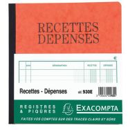 Lot de 5 Registre piqûre recettes-dépenses  21 x 19 cm - 80 pages