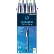 Lot de 5 Stylo bille - Slider Rave XB - bleu/bleu - 5 pcs - Schneider