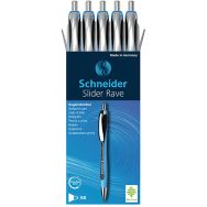 Lot de 5 Stylo bille - Slider Rave XB - bleu/noir - 5 pcs - Schneider
