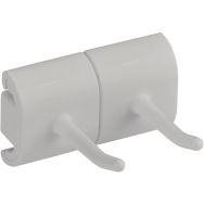 Lot de 5 Support mural hygiénique - Double crochet - 8,3cm - Blanc