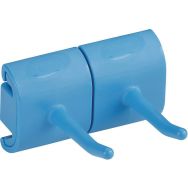 Lot de 5 Support mural hygiénique - Double crochet - 8,3cm - Bleu