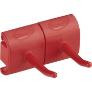 Lot de 5 Support mural hygiénique - Double crochet - 8,3cm - Rouge