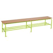 Lot de 5 bancs simples lattes bois 1 et 2 m avec grille porte-sac