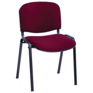 Lot de 5 chaises Cluny piètement noir Tissu 100% acrylique coloris bordeaux